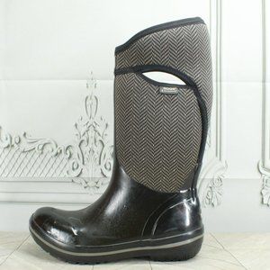Bogs Herringbone Black Rubber Insulated Waterproof Tall Boots Size 10